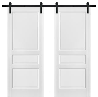 Double Barn Doors 48x80 & 13FT Hardware|Lucia 31 Matte White|Panel Wooden Solid