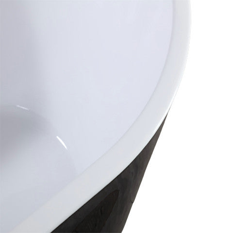 Acrylic Freestanding Soaking Bathtub, Black and White, 67"