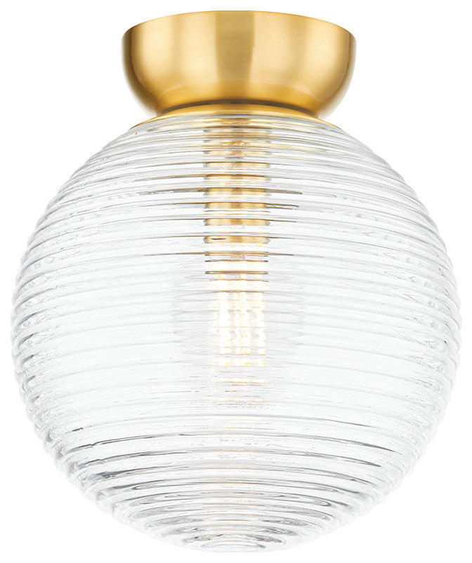 1 Light Flush Mount, Aged Brass