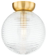 1 Light Flush Mount, Aged Brass