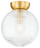 1 Light Flush Mount, Aged Brass