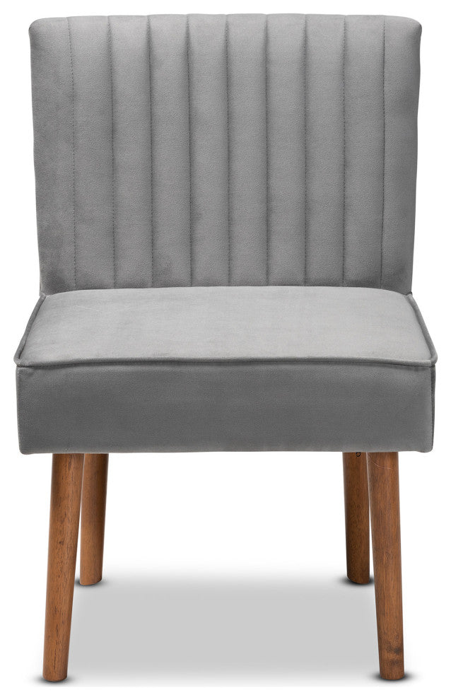 Venera Mid-Century Modern Dining Collection, Gray/Walnut Brown, Dining Chair