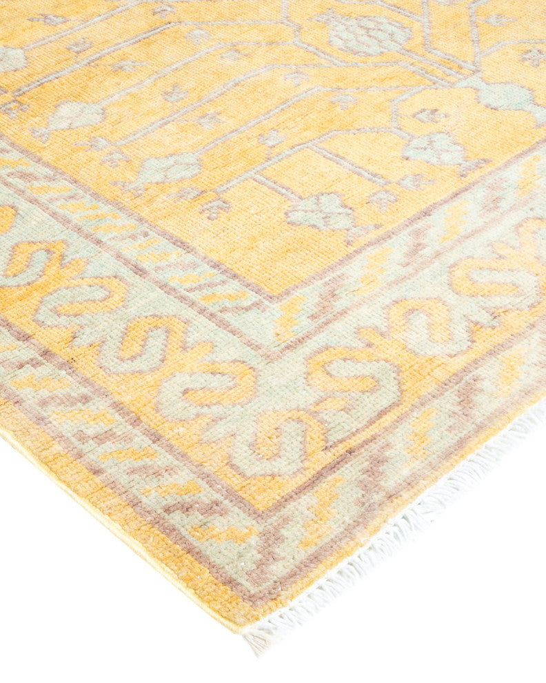 Eclectic, One-of-a-Kind Hand-Knotted Area Rug Yellow, 3'6"x9'0"