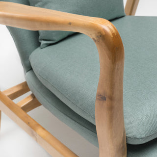 GDF Studio Kama Accent Armchair, Light Blue/Walnut