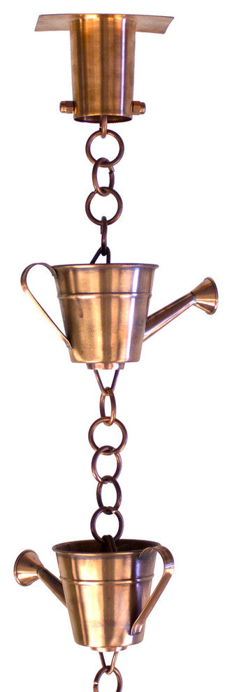 Watering Can Cups Rain Chain with Installation Kit, 11 Foot