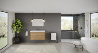 The Daria Bathroom Vanity, White Oak, 42", Single Sink, Wall Mount