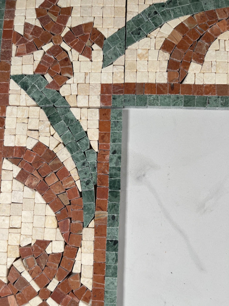Marble Mosaic Border Listello Tile Clover Red 4.7x12 Polished Tumbled, 1 piece