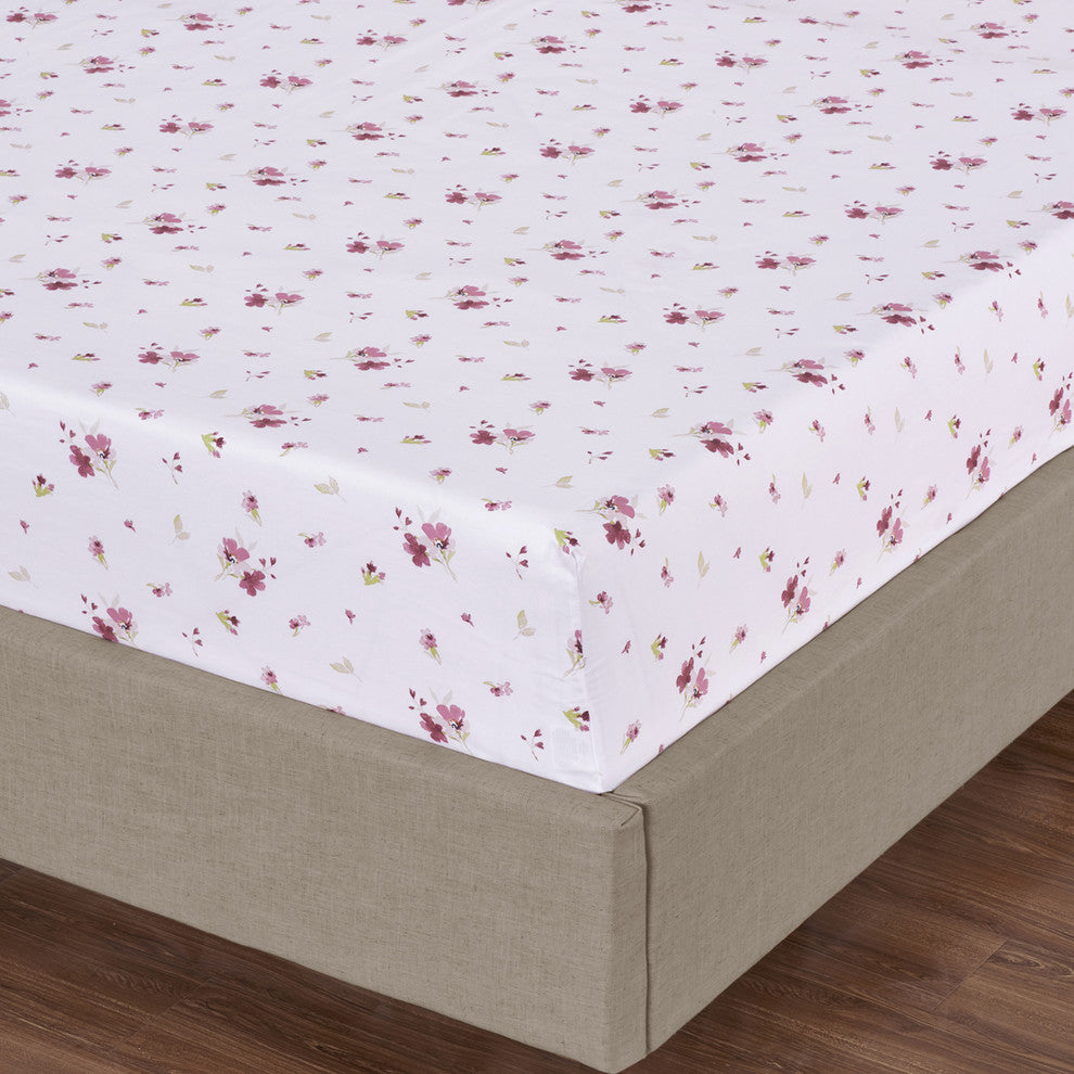 Zahra 100% Cotton Printed Sateen Bed Sheet Set, King