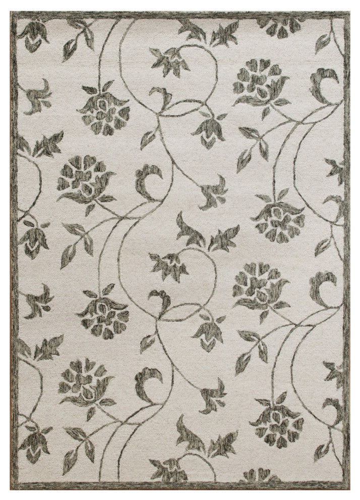5" x 7" Gray and Ivory Filigree Area Rug