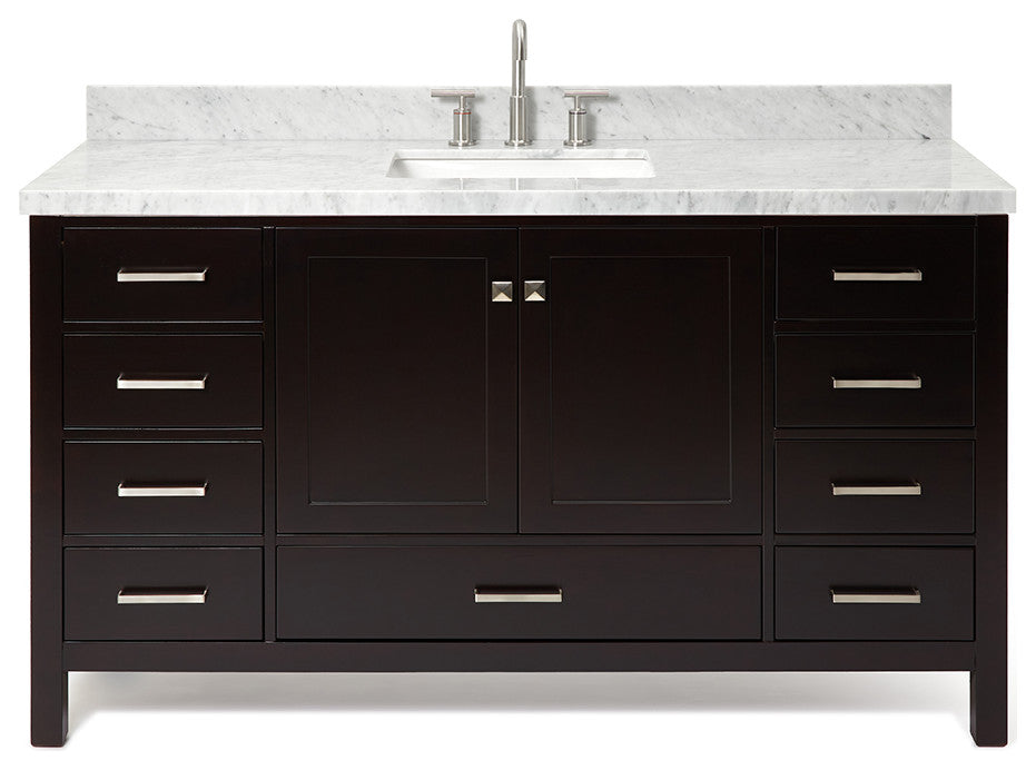 Cambridge 61" Bath Vanity With Marble Top With White Basin