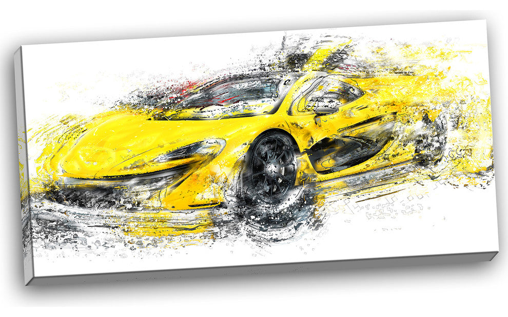 "Yellow Exotic Car" Canvas Painting