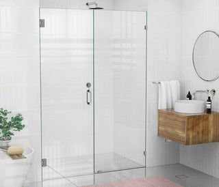 78"x59" Frameless Hinged Shower Door, Wall Hinge Door Style, Brushed Nickel