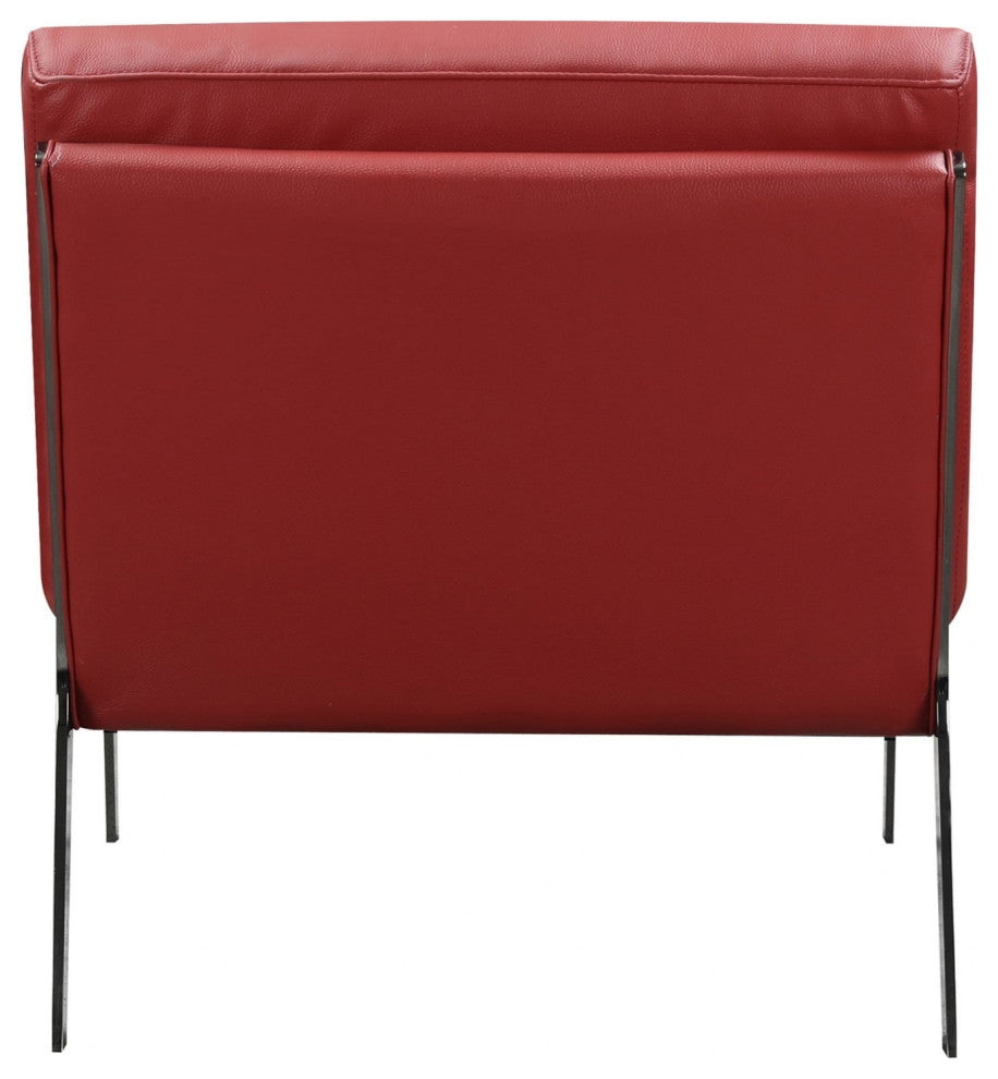HomeRoots 30" X 33" X 31" Red Leather Accent Chair