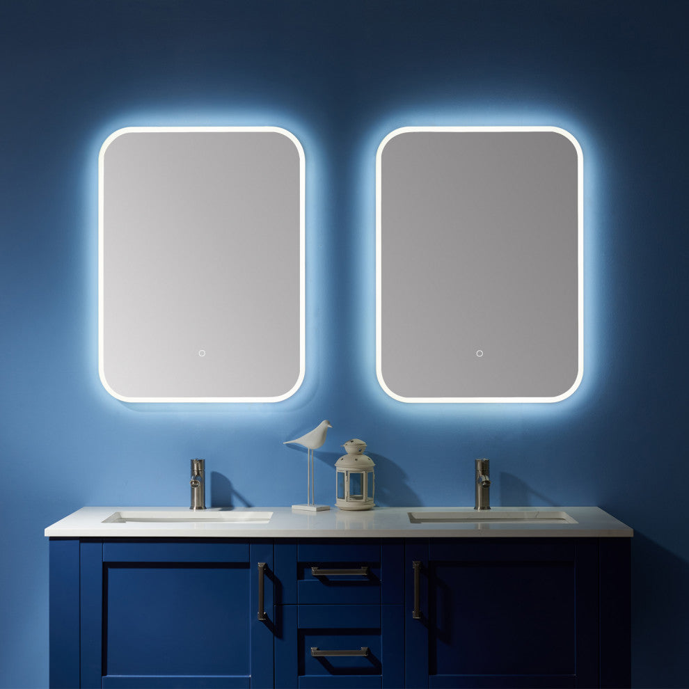 Horizontal Wall Mounted LED Modern and Contemporary Bathroom Mirror, 24 Inch