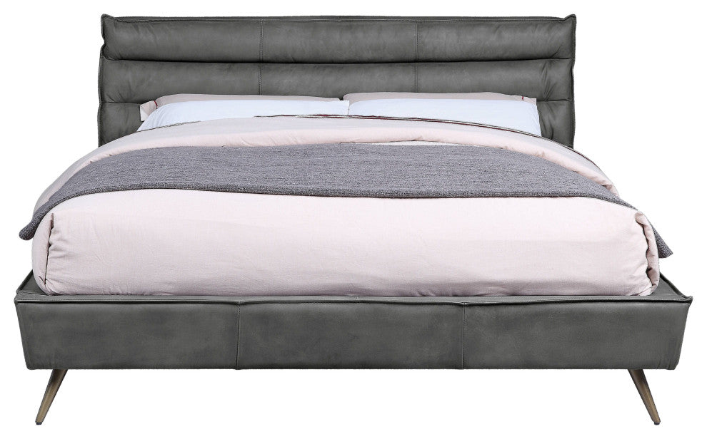 Acme Doris Queen Bed Gray Top Grain Leather