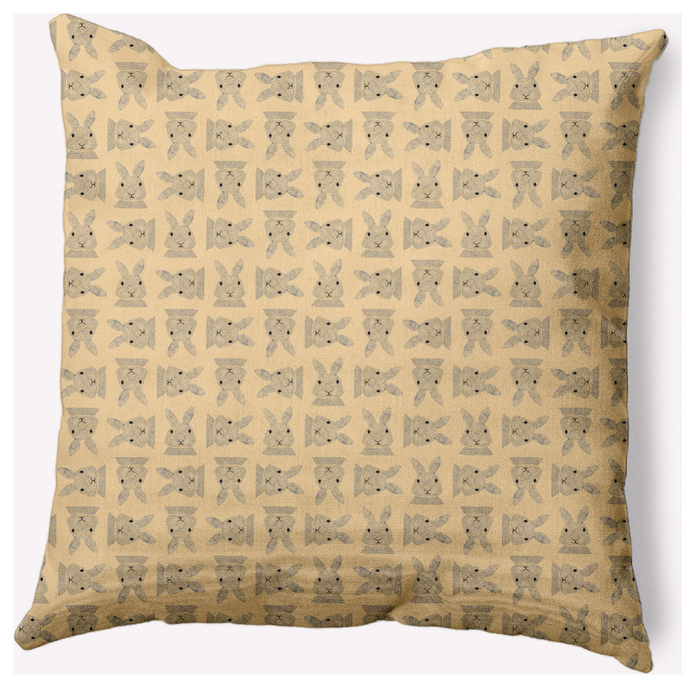 Criss Cross Bunnies Easter Decorative Throw Pillow, Corn Yellow, 18x18"