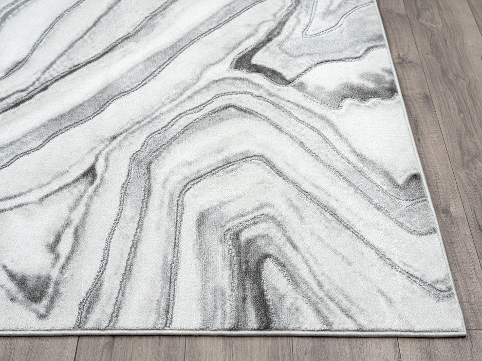 Abani Luna LUN190A Contemporary Grayscale Abstract Agate Area Rug