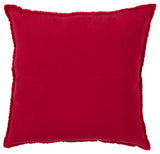 Fringed Design Down FIlled Linen 20" Throw Pillow, Red
