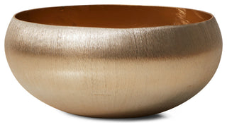 Gold-Brushed Textured Aluminum Decorative Bowl, 4"x8"