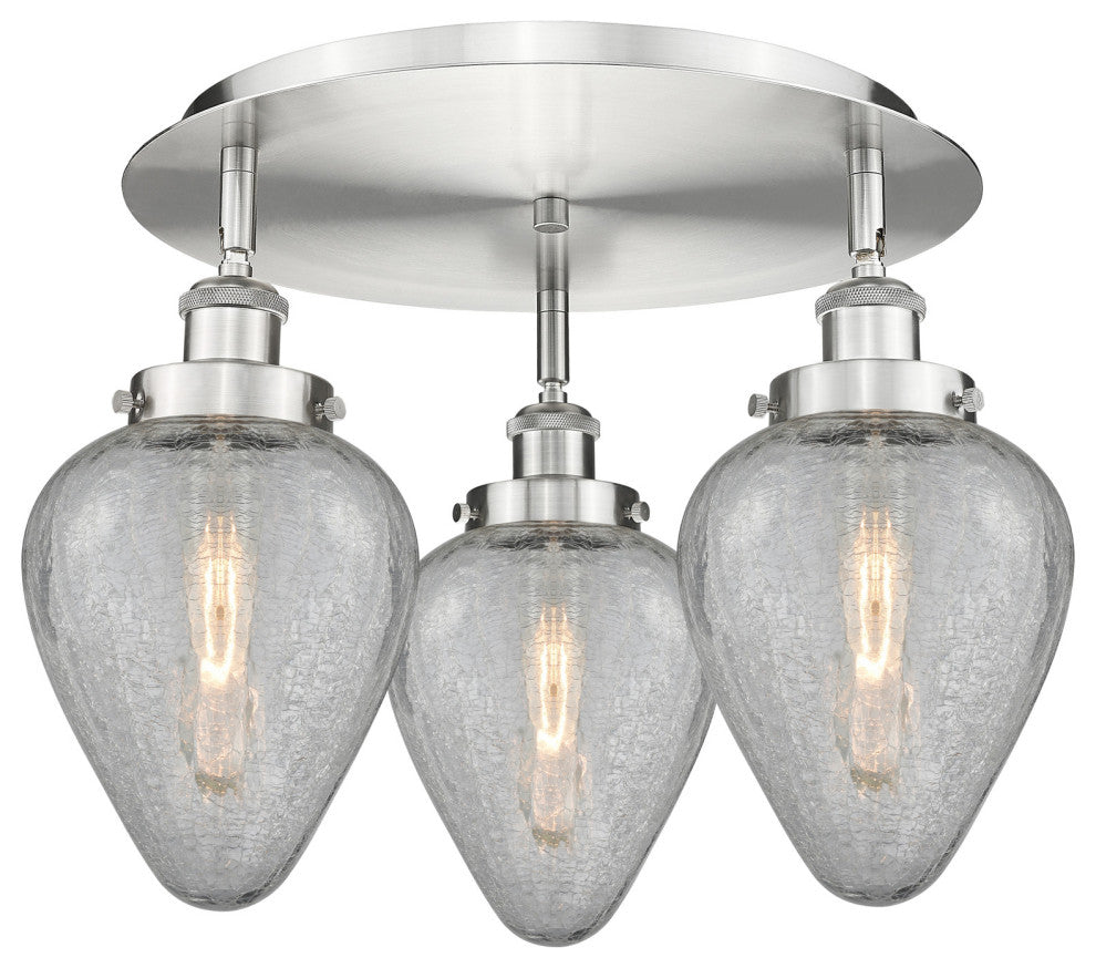 Innovations Lighting 916-3C-10-18 Geneseo Flush Geneseo 3 Light - Antique Brass