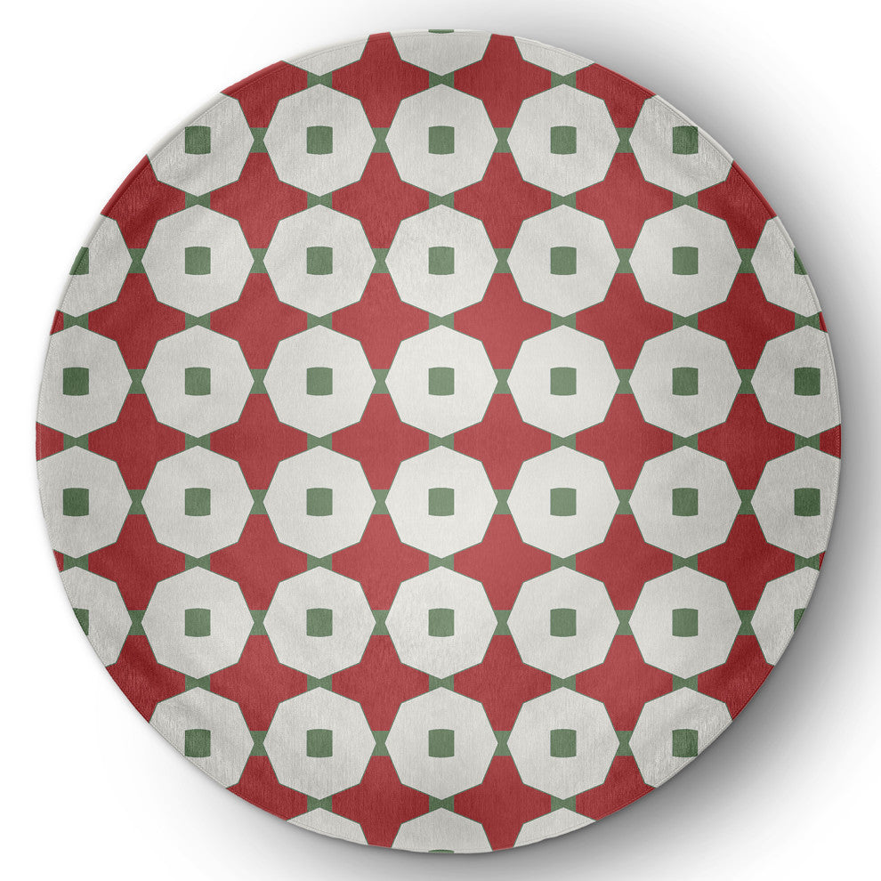 Button Up Spring Chenille Rug, Ligonberry Red, 5' Round