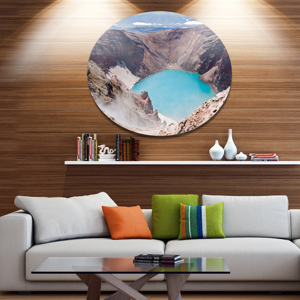 Crater Of Volcano Goreliy, Landscape Large Disc Metal Wall Art, 11"