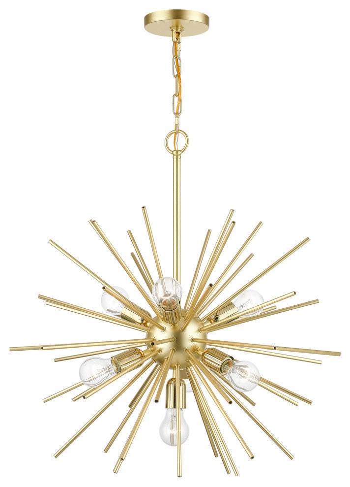 Tribeca 7 Light Soft Gold With Polished Brass Accents Pendant Chandelier