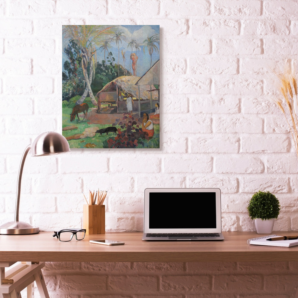 Village Farm Native Figures Classic Painting, 30"x40"