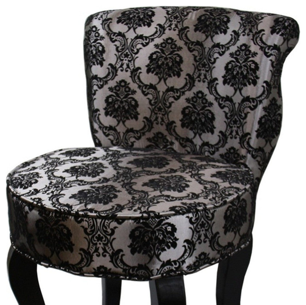 Modern Wooden Chair With Patterned Gray and Black Design