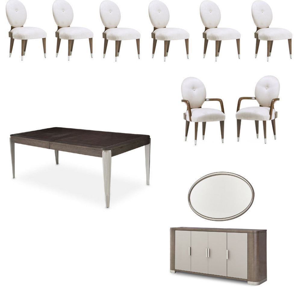 AICO Furniture Roxbury Park 11 Dining Table Set, Slate