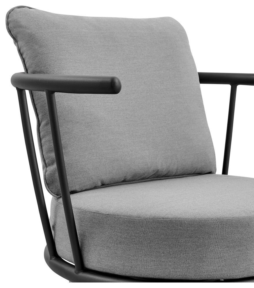 Monk 4-Piece Patio Furniture Set, Aluminum And Gray Wicker With Cushions