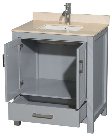 Wyndham WCS141430SGYIVUNSMXX Single Vanity in Gray with Ivory Marble Top
