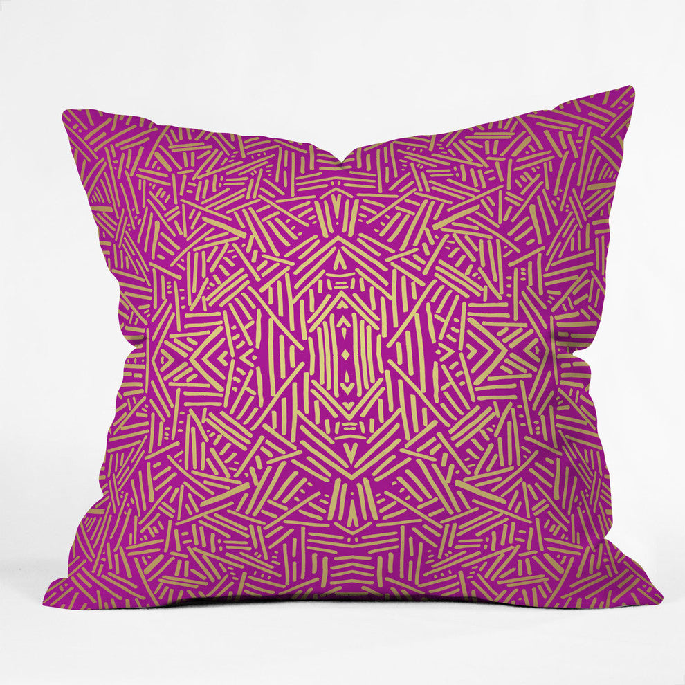 Jacqueline Maldonado Radiate Raspberry Gold Throw Pillow, 16"x16"