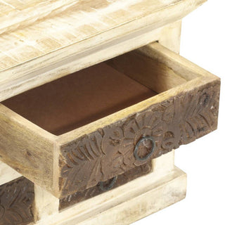 vidaXL Sideboard Console Table with Carved Pattern White Solid Wood Mango