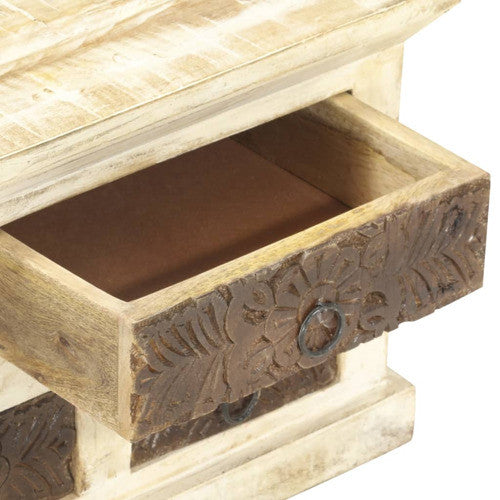 vidaXL Sideboard Console Table with Carved Pattern White Solid Wood Mango