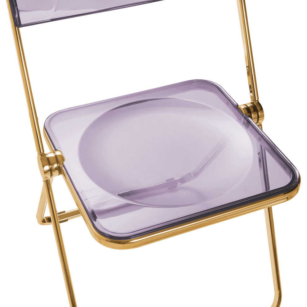 Lawrence Acrylic Folding Chair With Gold Frame, Magenta