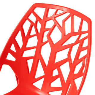 Stackable Plastic Accent Dining Chair for Indoor and Outdoor, Solid Red