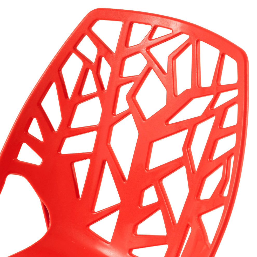 Stackable Plastic Accent Dining Chair for Indoor and Outdoor, Solid Red
