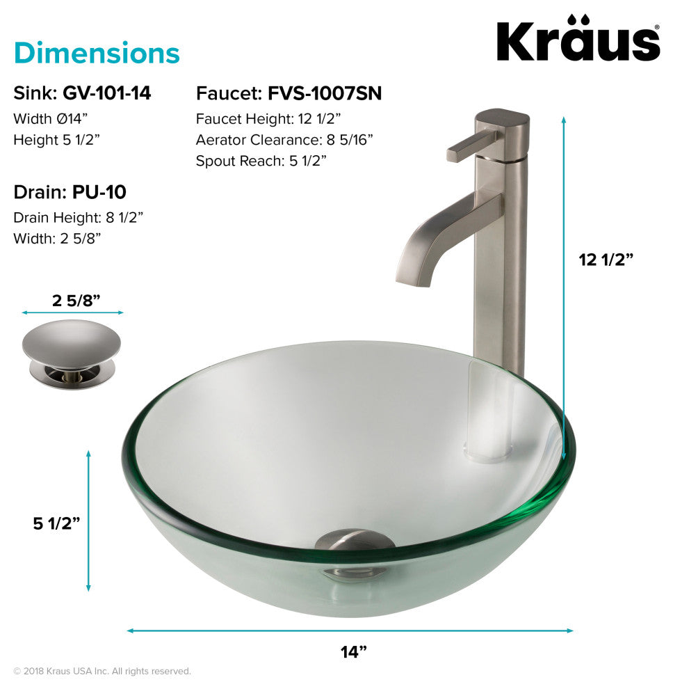 Glass Vessel Sink, Bathroom Ramus Faucet, PU Drain, Mounting Ring, Nickel