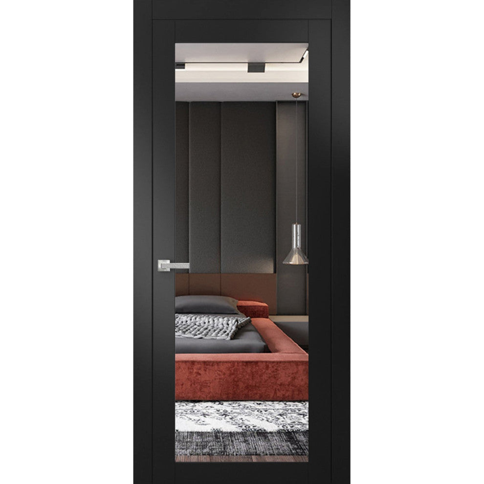 Solid Interior French | Lucia 1299 Matte Black with Mirror | -42 x 84