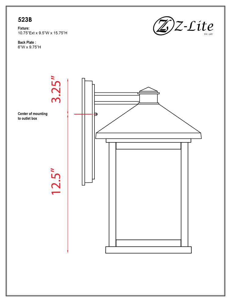Zlite 523B Outdoor Wall Light, Clear Beveled Outside/Matte Opal Inside