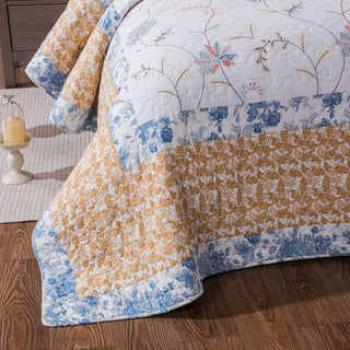 Tache Elegant Floral Embroidery Quilt Bedspread, Twin