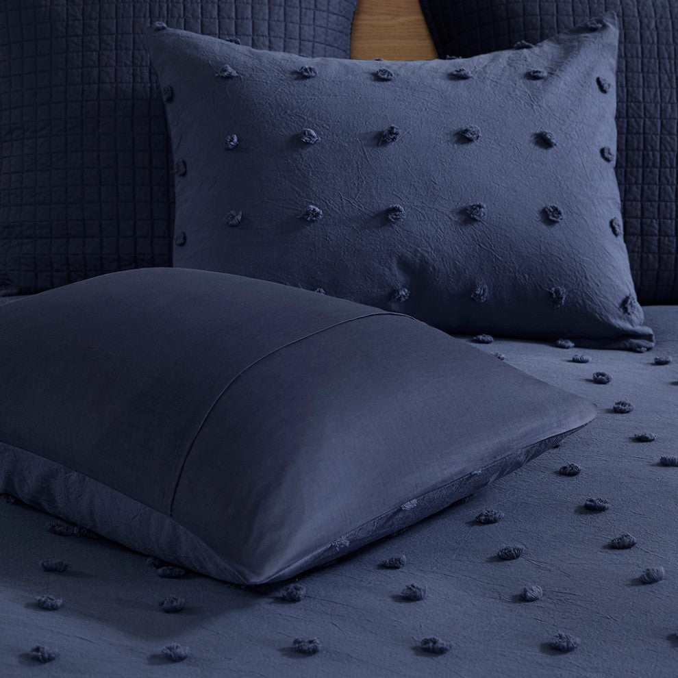 Urban Habitat Brooklyn Pom-Pom 7-Piece Duvet Cover Set, Indigo Blue