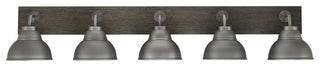 Oxbridge 5 Light Bath Bar, Graphite & Painted Distressed Metal, 7" Metal Shades
