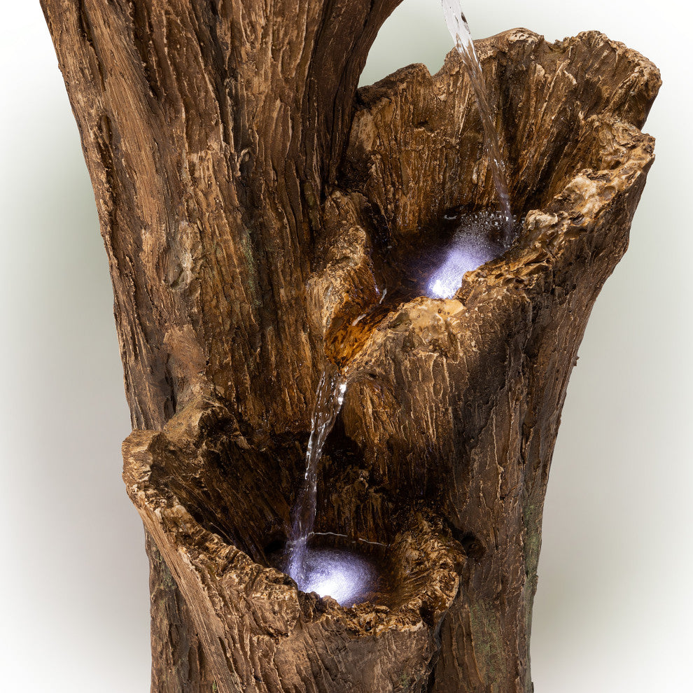 Alpine 3 Log Tiered Fountain w/ LED Lights, 39"