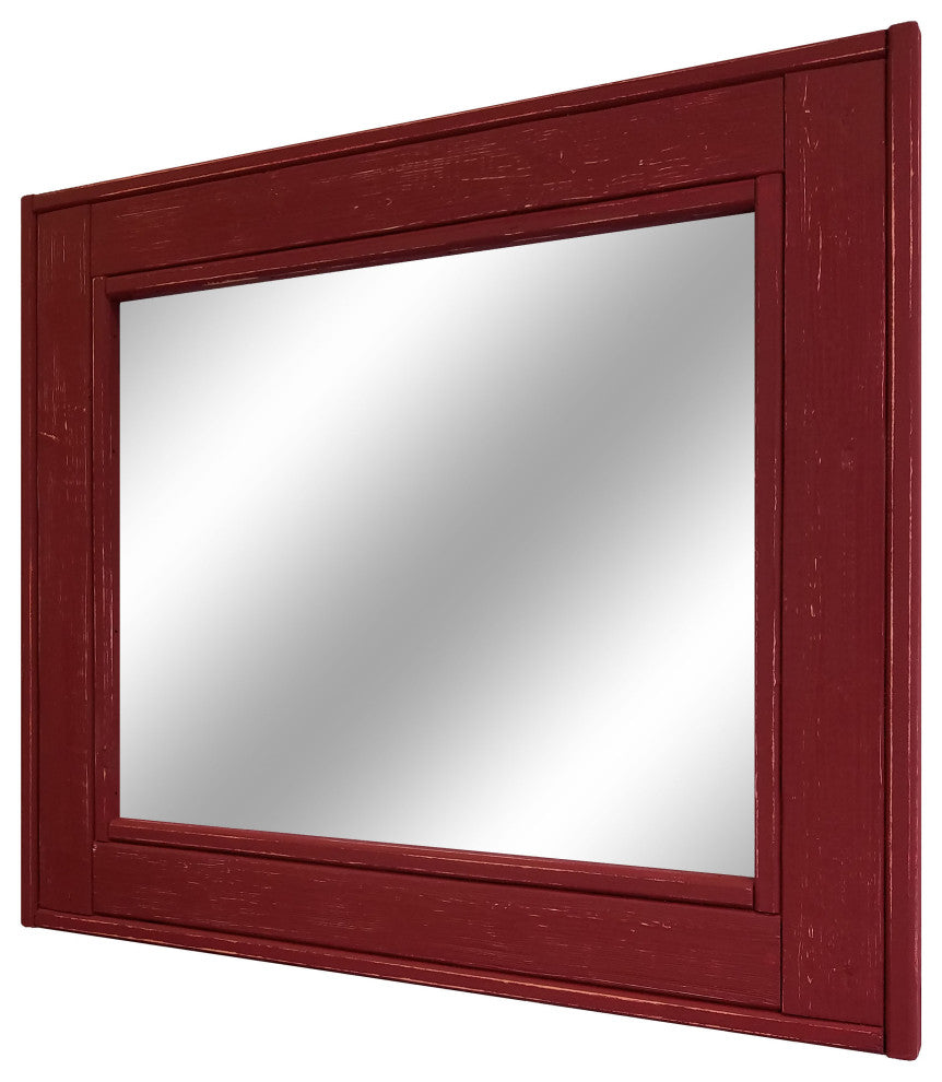 Herringbone Vanity Mirror, Sundried Tomato Red, 36"x30", Non-Distressed, Heavy D