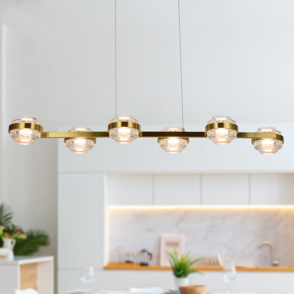 Milano 39" ETL Certified Integrated LED Adjustable Chandelier, Antique Brass