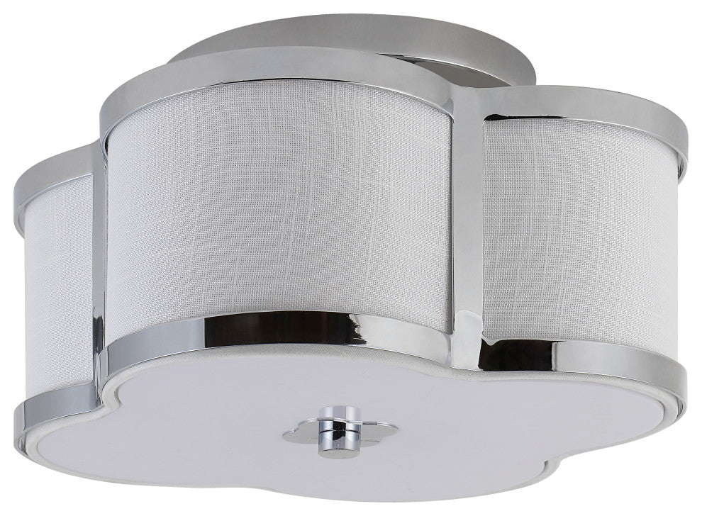 Quatrefoil 13" Scalloped Shade Metal Classic Glam LED Flush Mount, Chrome