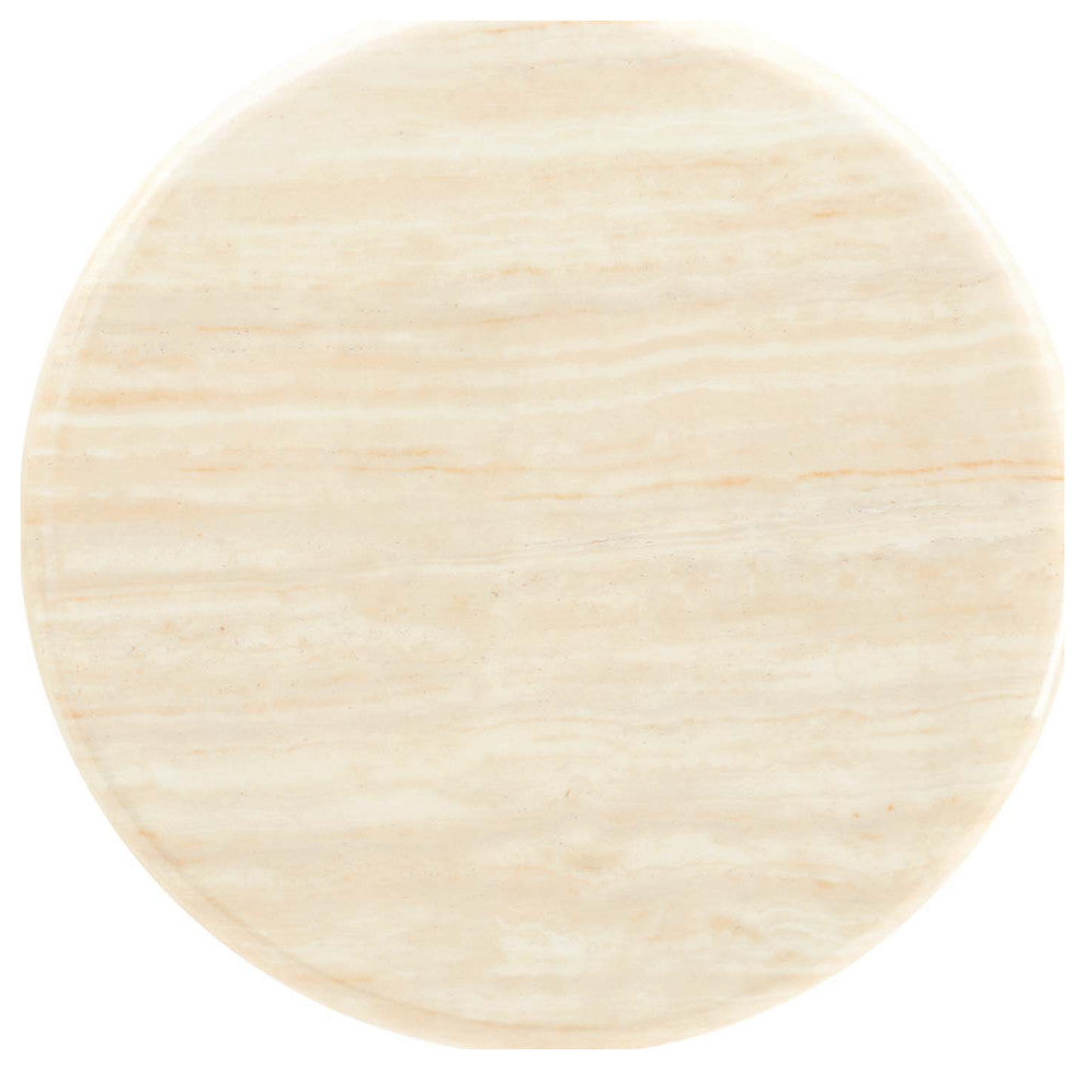 Lippa 20" Round Artificial Travertine Side Table, Gold Travertine