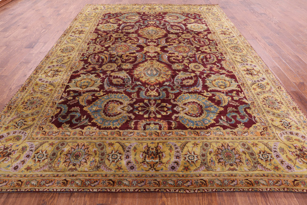 Hand-Knotted Persian Tabriz Wool Rug 9' 1" X 11' 11" Q9029